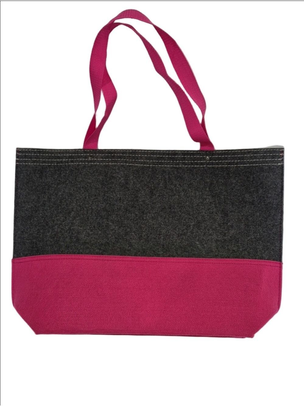 ATC Authentic T-Shirt Company Pink & Gray Felt Hobo Tote Bag